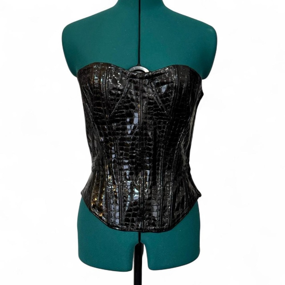 Vintage Cadolle Création Paris black patent leather corset 90s goth fetish